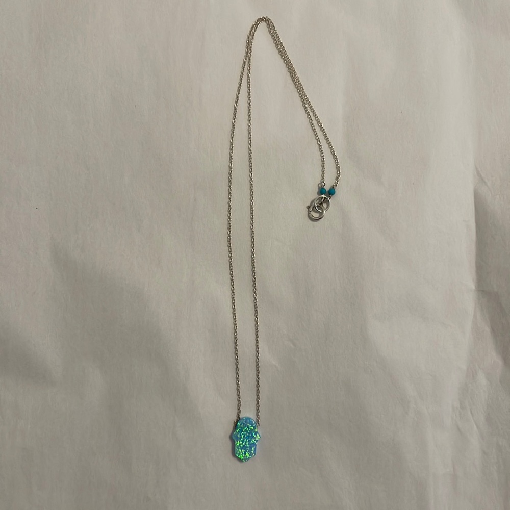 Neshama Project Blue Opal Hamsa Necklace